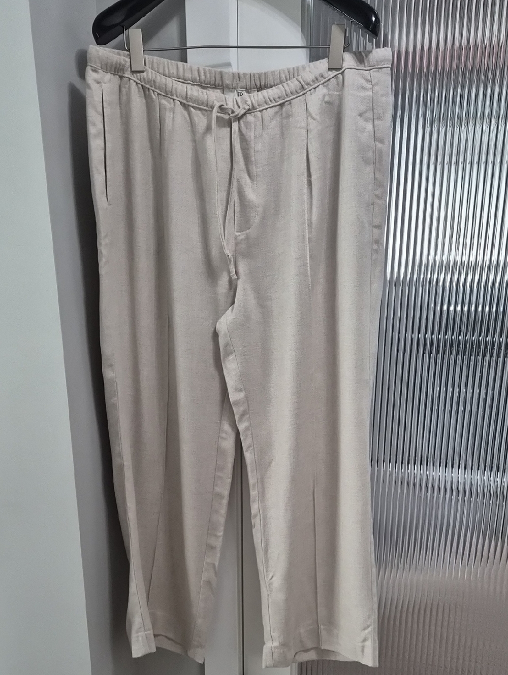 Banana Republic Wide Leg Drawstring Pants in Light Cream